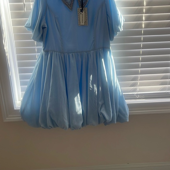 JessaKae Light Blue Mini Dress with Embellished Collar - Picture 3 of 3